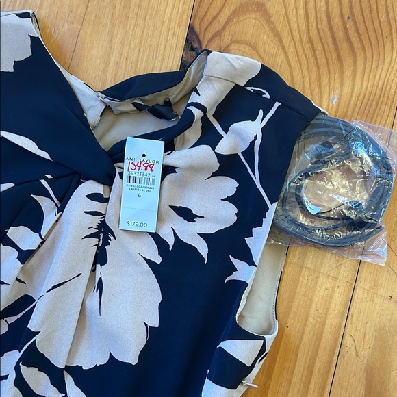 NWT Ann Taylor Black and Tan Floral Midi Dress - Picture 3 of 5